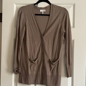 14th & Union Women's Taupe V-Neck Cardigan